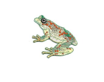 Frog - Green Spotted - Amphibian - Nature - Pond - Embroidered Iron On Applique Patch