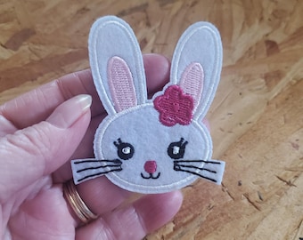 Bunny - Easter Bunny - Rabbit - Pink - Girl - Embroidered Iron On Applique Patch