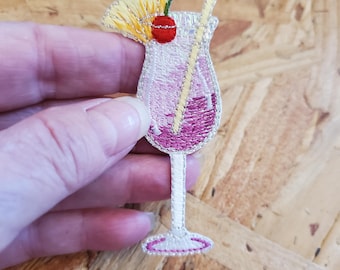 Cocktail - Tropical Drink - Bar - Party - Cruise - Embroidered Iron On Applique Patch
