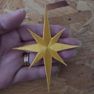 4"H - Christmas - Nativity - Star- Liturgical - Vestment - Banners -Embroidered Iron On Applique Emblem Patch - Yellow Gold Rayon