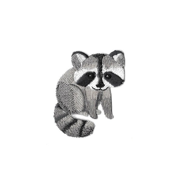 Raccoon Kit - Bandit - Baby Animal - Forest - Wild Animal - Embroidered Iron On Patch - Crafts