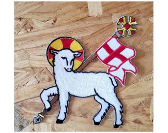 Lamb Of God - Agnus Dei - Liturgical - Vestment - Church - Ministry - Banners - Embroidered Iron On Applique Patch - 4"H