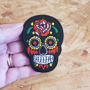 Skull - Sugar - Madi Gras - Calavera - Mexican - Embroidered Iron On Patch - BL