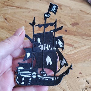 Pirate Ship - Ghost Ship - Embroidered Iron On Applique Patch - Crafts