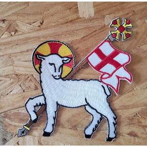 Lamb Of God - Agnus Dei - Liturgical - Vestment - Church - Ministry - Banners - Embroidered Iron On Applique Patch - 5&quot;H