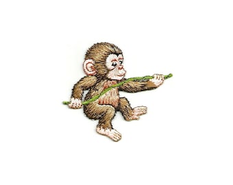 Monkey - Wild Animals - Jungle - Zoo - Embroidered Iron On Patch - Crafts - R