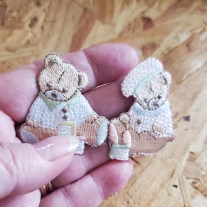Baby - Teddy Bear - Twins - Boy - Girl - Embroidered Iron On Applique Patch - Crafts