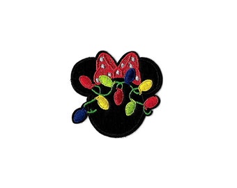 Minnie Mouse - Christmas Lights - Crafts - Embroidered Iron On Applique Patch