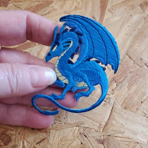 Dragon - Blue - Winged Serpent - Fantasy - Mythology - Embroidered Iron On Patch - Crafts
