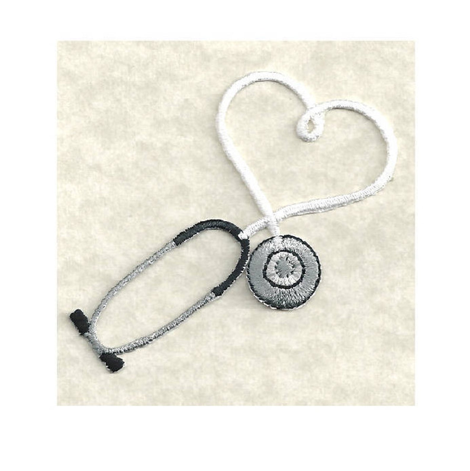 Embroidered White Stethoscope Iron on Applique Patch Medical Etsy