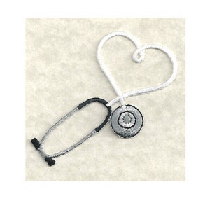 Embroidered White Stethoscope Iron On Applique Patch - Medical - Nurse - Doctor - Scrubs - CRAFT PROJECTS