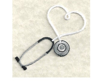 Embroidered White Stethoscope Iron On Applique Patch - Medical - Nurse - Doctor - Scrubs - CRAFT PROJECTS