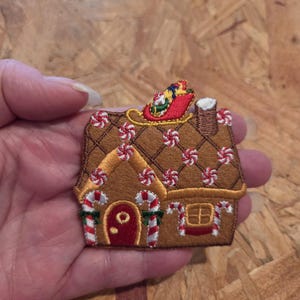 Gingerbread House - Santa's Sleigh - Christmas - Winter - Embroidered Iron On Applique Patch - Crafts
