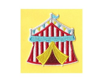 Circus Tent - Circus - Fair - Clowns - Acrobats - Embroidered Iron On Patch  - Crafts, Birthday