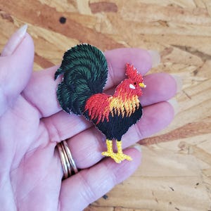 Rooster - Farm - Chicken - Farming - Embroidered Iron On Applique Patch - 2 1/4"H - Right