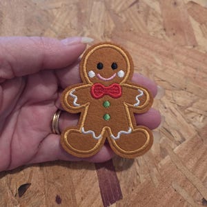 Gingerbread Man - Holiday - Cookie - Sweets & Treats - Iron On Applique Patch - Crafts
