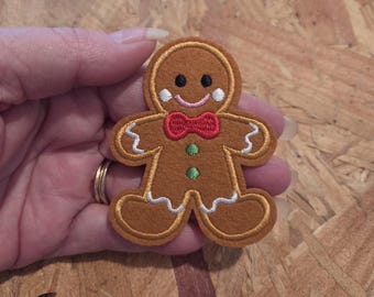 Gingerbread Man - Holiday - Cookie - Sweets & Treats - Iron On Applique Patch - Crafts