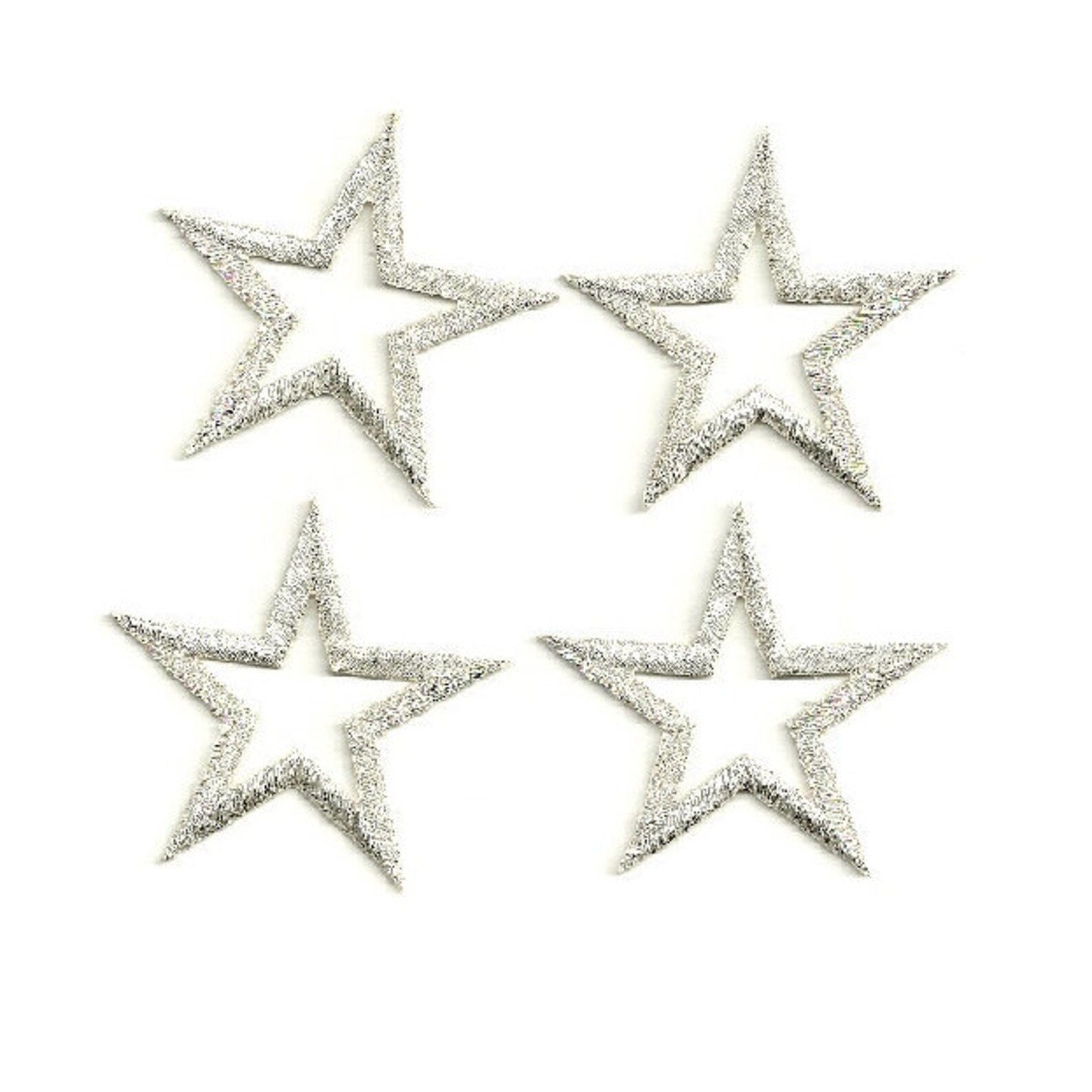 Stars Star Silver Embroidered OPEN Silver Metallic Stars - Etsy