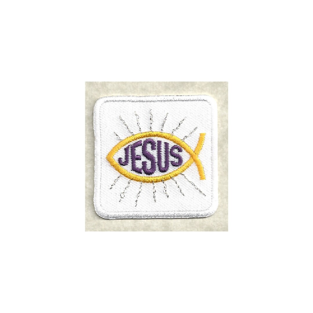 Jesus - Christian Fish - Ministry - Church - Embroidered Square Iron on ...