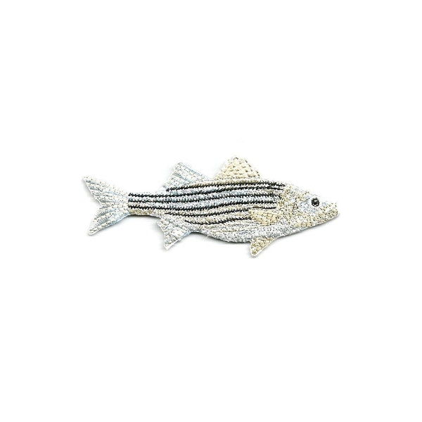 Fishing - Fish -  Bass - Striped Bass  - Sports - Embroidered Iron On Patch - R