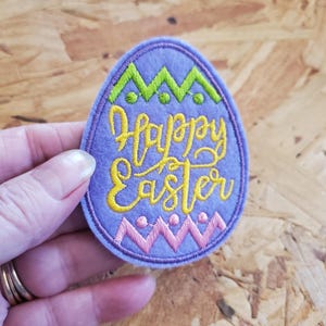 Happy Easter - Egg Hunt - Egg Decorating - Embroidered Iron On Patch - PPL - Easter Crafts