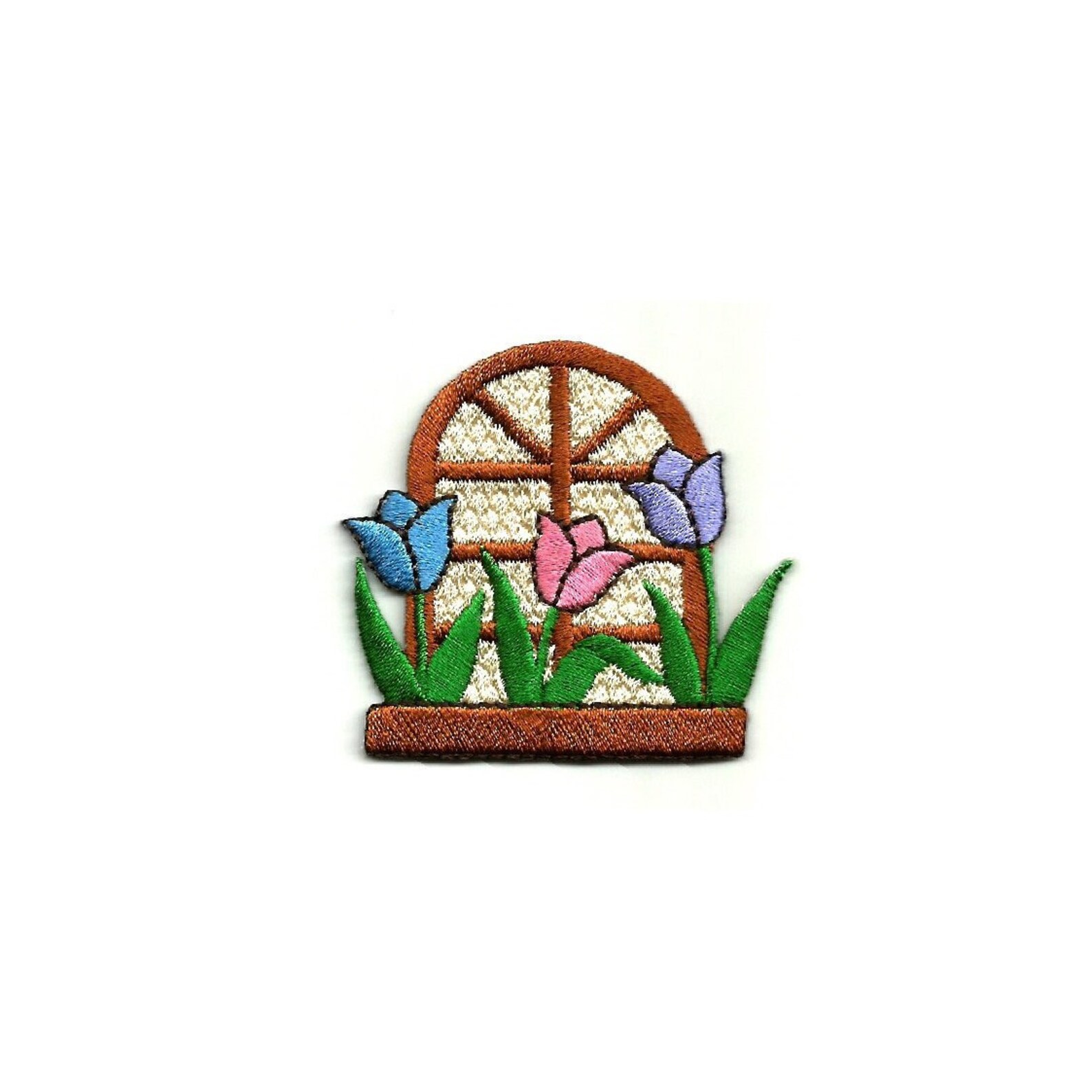 Tulip Window Box Flowers - Tulips - Window Box - Spring - Embroidered Iron on Applique ...