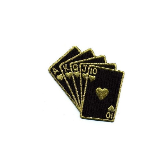 Gambling - Straight Flush - Cards - Iron On Patch  - Crafts, Casino, Gambling - SMALLER 1 5/8" VERSION