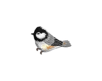 Chickadee - Black Capped - Bird - Parche totalmente bordado para planchar - Izquierda - Manualidades