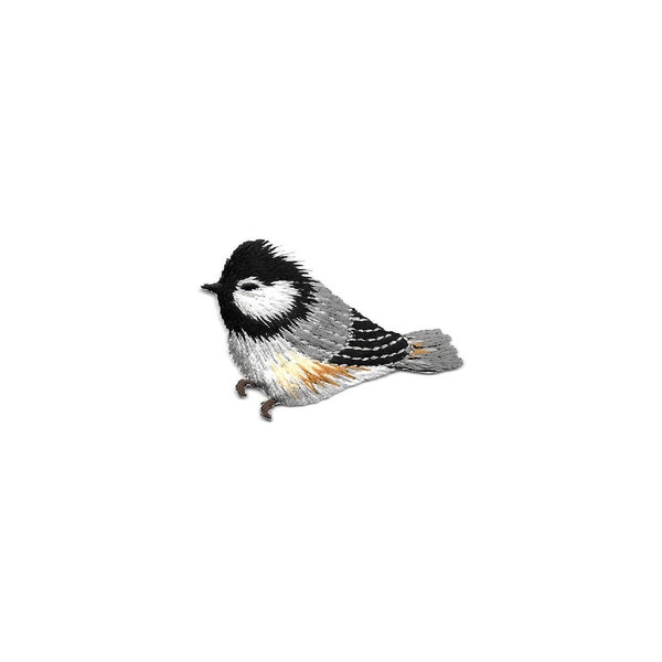 Chickadee - Black Capped - Bird - Fully Embroidered Iron On Patch - Left - Crafts