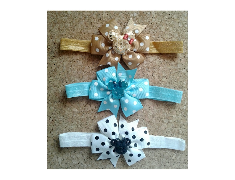 Set Of 3 Minnie Mouse Bow-Bands Toddler Bow Baby Girl Bow Headband Toddler Headband Bow Headband
