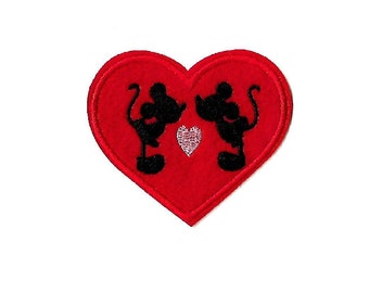 DISNEY Mickey and Minnie Mouse Embroidered Iron-on Patches 2 Pc 