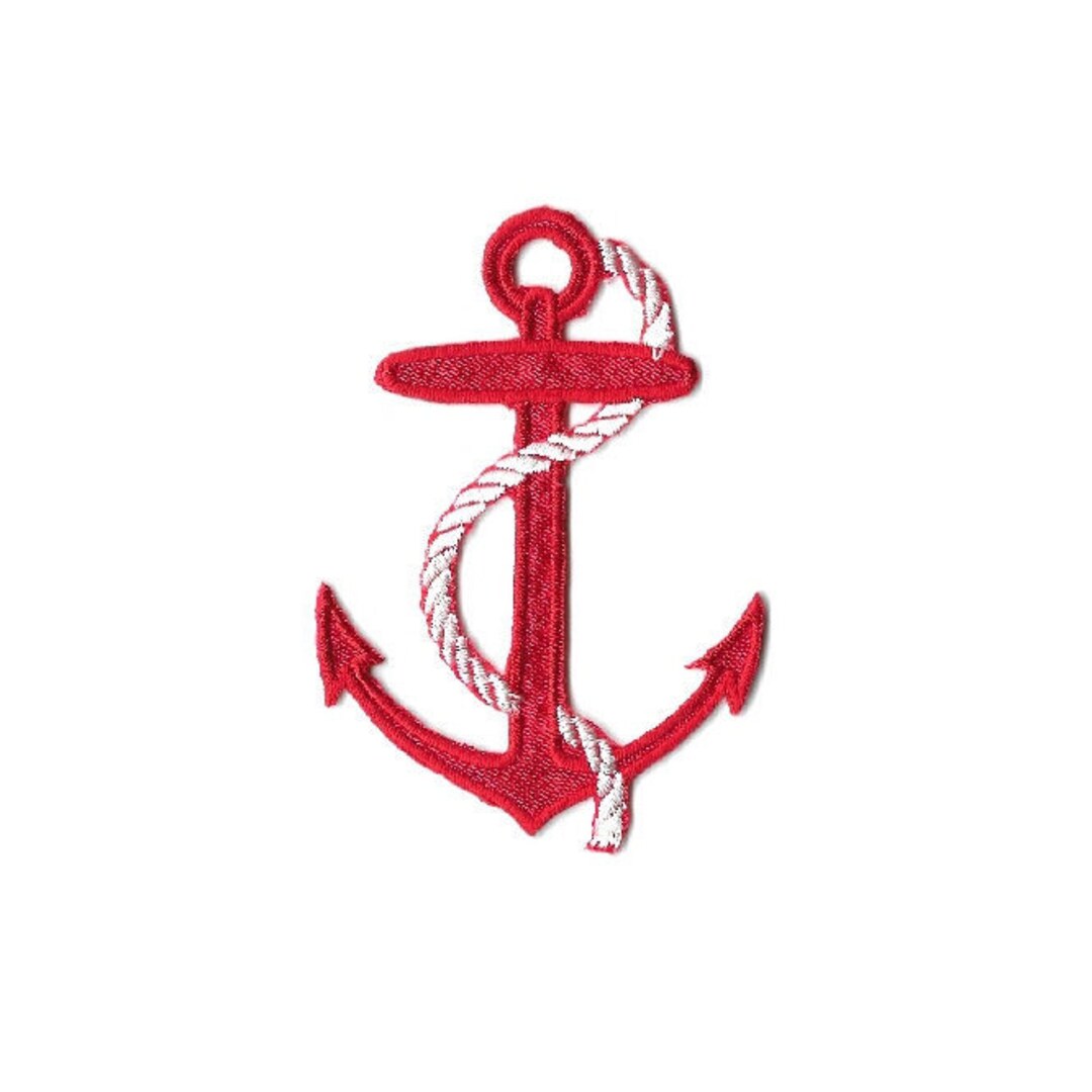 Anchor Nautical Red Anchor W/white & Red Rope Embroidered Iron on Patch ...