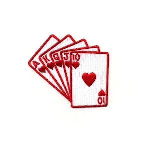 Straight Flush - Cards - Gambling  - Casino - Embroidered Iron On Patch - Crafts, Casino, Gambling,Jackpot - RW