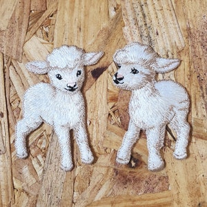 Sheep - Baby Lamb - Baby - Farm - Flock - Embroidered Iron On Applique Patch - Set Of 2