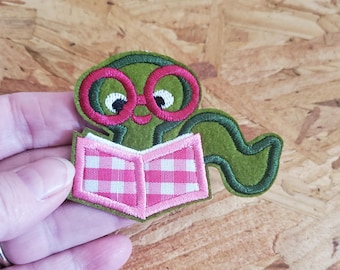 Bookworm - Book Lover - Reading - School - Embroidered Iron On Applique Patch