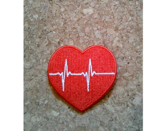 EKG Heart - Medical - Nurse - Doctor - Student - College - Mask Crafts - Iron On Applique Patch - WH