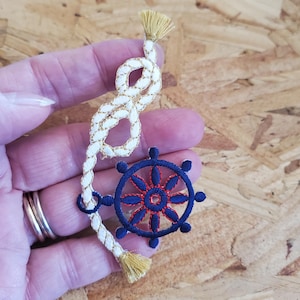 Nautical - Rope - Ship's Wheel - Cruise - Ship - Boat - Embroidered Iron On Patch - R