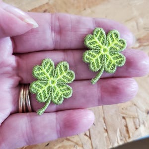 Shamrock ~ St. Patrick&#39;s Day - Irish Wedding - Irish Baptism - Green -  Embroidered Iron On Applique Patch - Set Of 2 SMALL