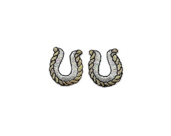 Horseshoe - Horseshoes - Western - Rodeo - Cowboy - Cowgirl - Embroidered Iron On Patches - Crafts - SET OF 2