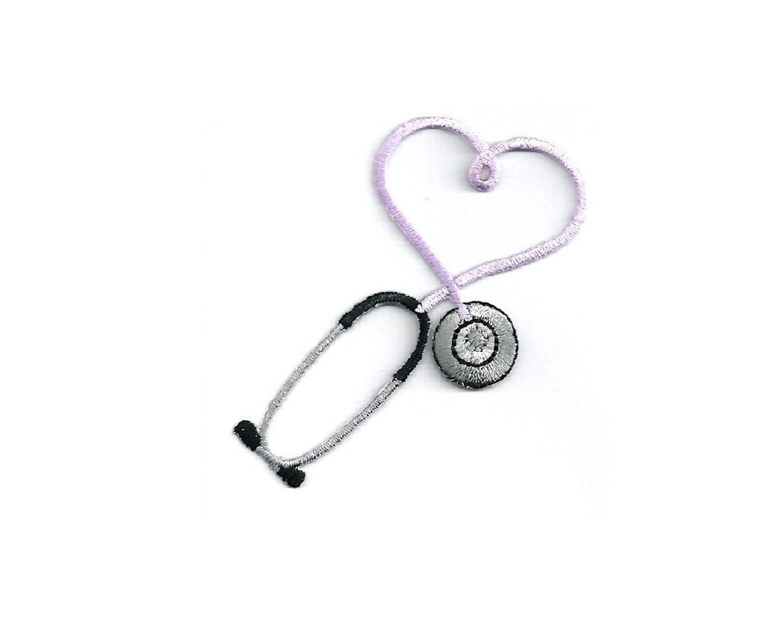 Embroidered Light Lavender Stethoscope Iron on Applique Patch Etsy