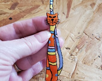 Cat - Kitten - Colorful - Fun - Embroidered Iron On Patch - O