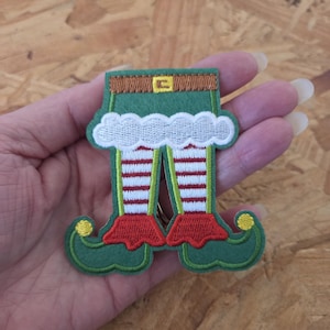 Christmas - Elf - Elf's Legs - Embroidered Iron On Patch - Crafts