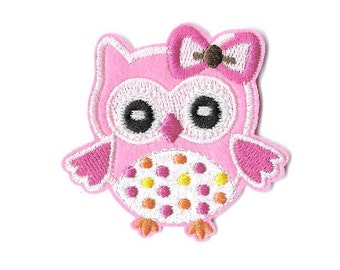 Owl - Bird - Pink - Girl - Embroidered Iron On Applique Patch