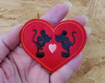 Minnie Mickey - Valentine's Day - Love - Heart - Embroidered Iron On Patch