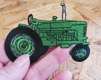 Tractor - Farm - Farming - Farmer - Green Embroidered Iron On Patch Applique Patch - Crafts - Shirt Logo - Crafts