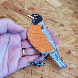 American Robin - Bird - Bird Watching - Embroidered Iron On Patch - Left