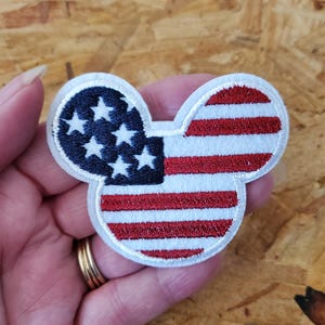 Mickey Mouse - Patriotic - July 4th - Flag - USA -  Iron On Applique Patch - Crafts - SM
