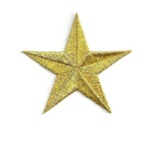 Una (1 Estrella Oro Metálico Estrellas bordadas Hierro en parche  Generoso tamaño de 3