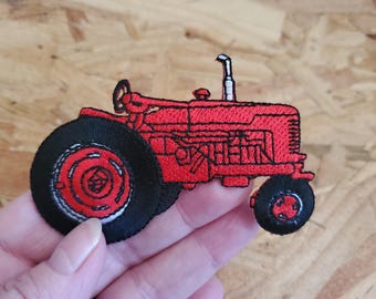 Tractor - Farm - Farming - Farmer - Red Embroidered Iron On Patch Applique Patch - Crafts - Shirt Logo