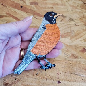 American Robin - Bird - Bird Watching - Embroidered Iron On Patch - Right